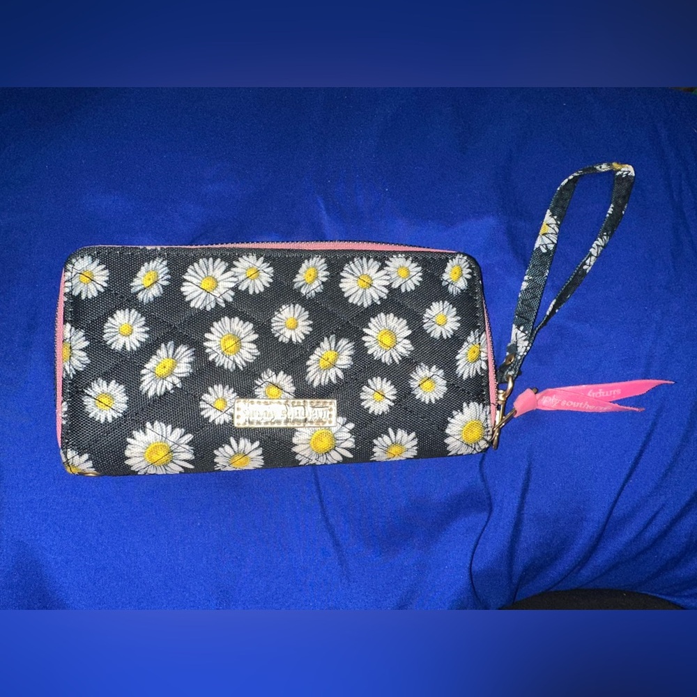 Black and Yellow Floral Wristlet Clutch